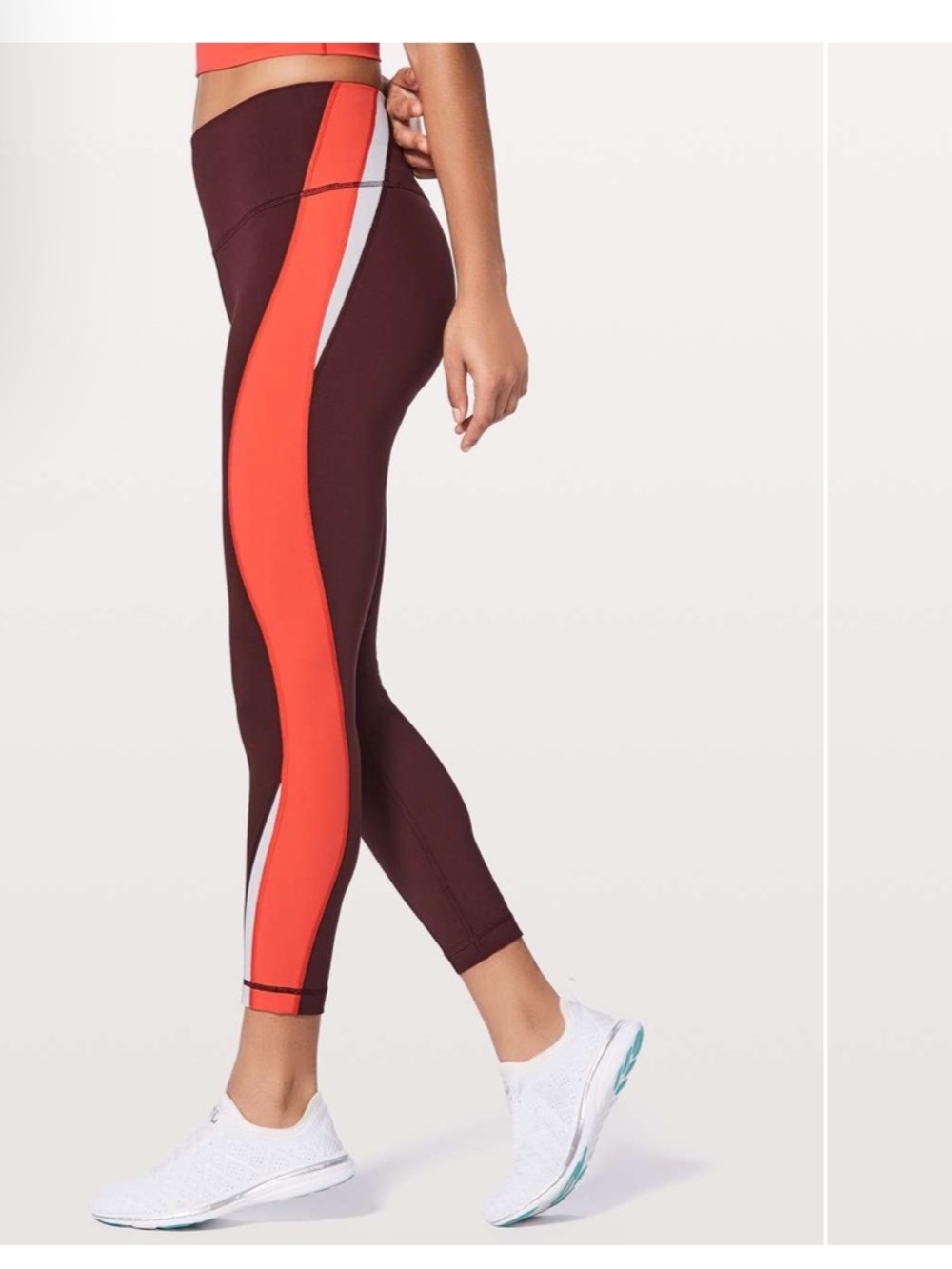 lululemon athletica Plum Workout Leggings with White Logo. Cool retro vibe